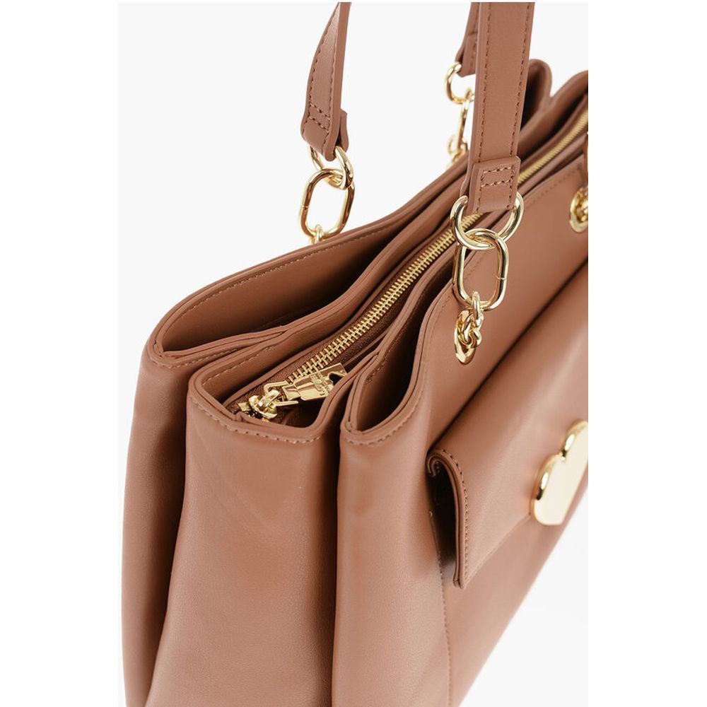 LOVE Faux Leather Tote Bag with Golden Logo