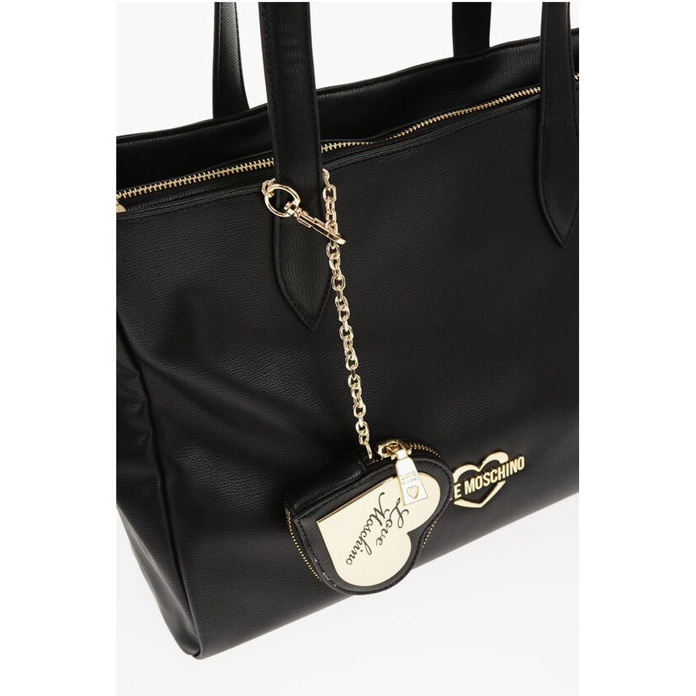 LOVE Faux Leather Tote Bag with Heart Shaped Pouch