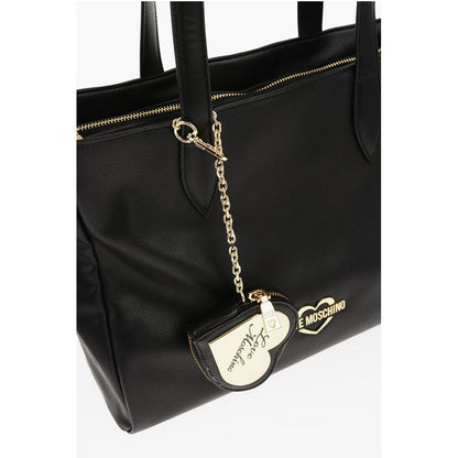 LOVE Faux Leather Tote Bag with Heart Shaped Pouch