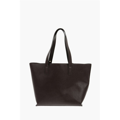 JEANS COUTURE Textured Faux Leather Tote Bag with Golden Buc