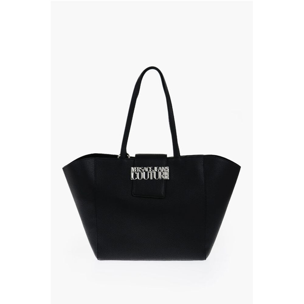 JEANS COUTURE Textured Faux Leather Tote Bag with Silver-Ton