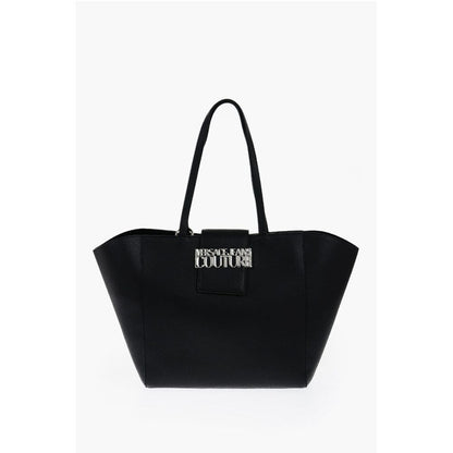 JEANS COUTURE Textured Faux Leather Tote Bag with Silver-Ton