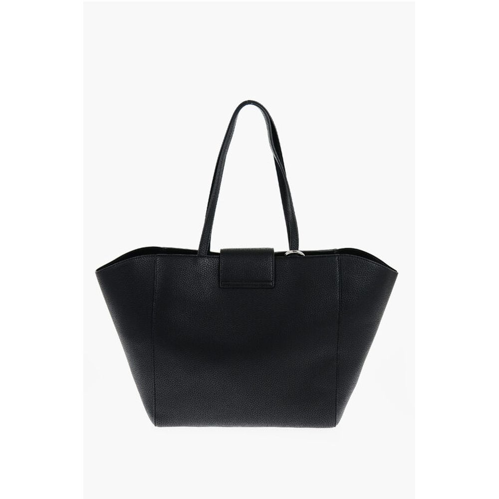 JEANS COUTURE Textured Faux Leather Tote Bag with Silver-Ton