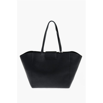 JEANS COUTURE Textured Faux Leather Tote Bag with Silver-Ton