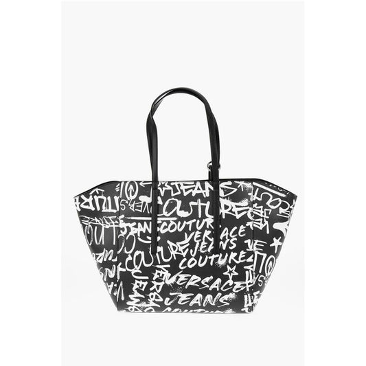 JEANS COUTURE Printed Faux Leather Tote Bag with Matched Pou