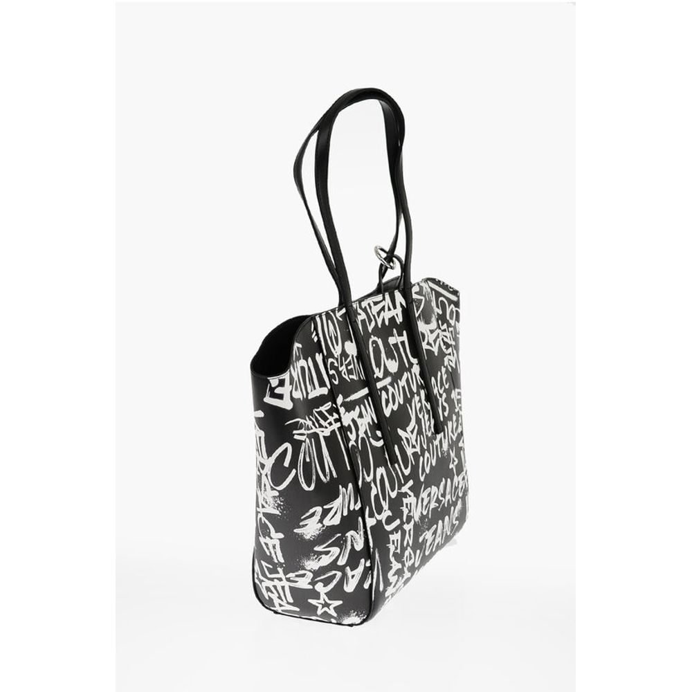 JEANS COUTURE Printed Faux Leather Tote Bag with Matched Pou