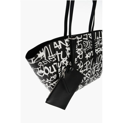 JEANS COUTURE Printed Faux Leather Tote Bag with Matched Pou