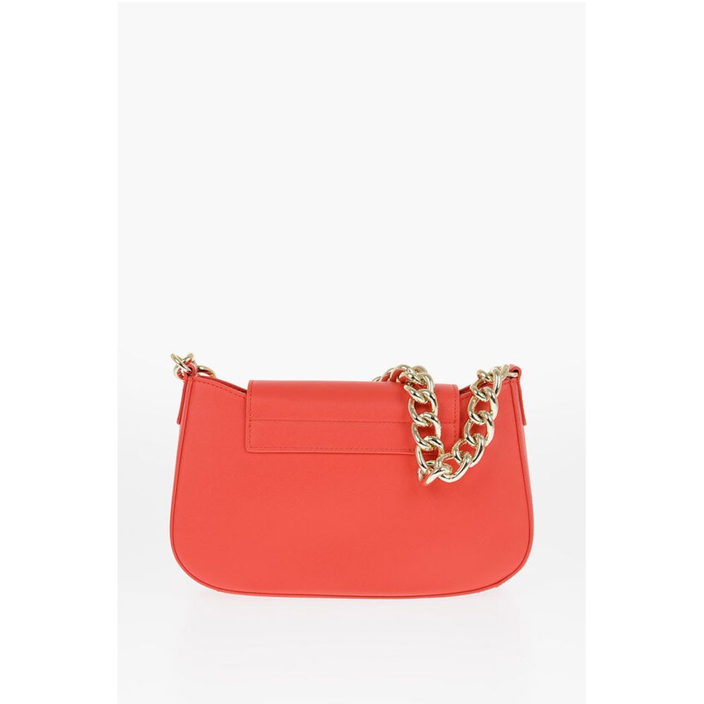 JEANS COUTURE Faux Leather Shoulder Bag with Golden Chain an