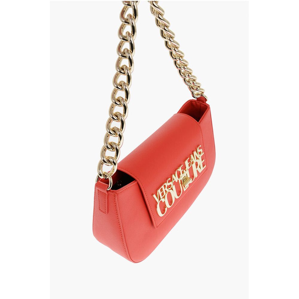 JEANS COUTURE Faux Leather Shoulder Bag with Golden Chain an