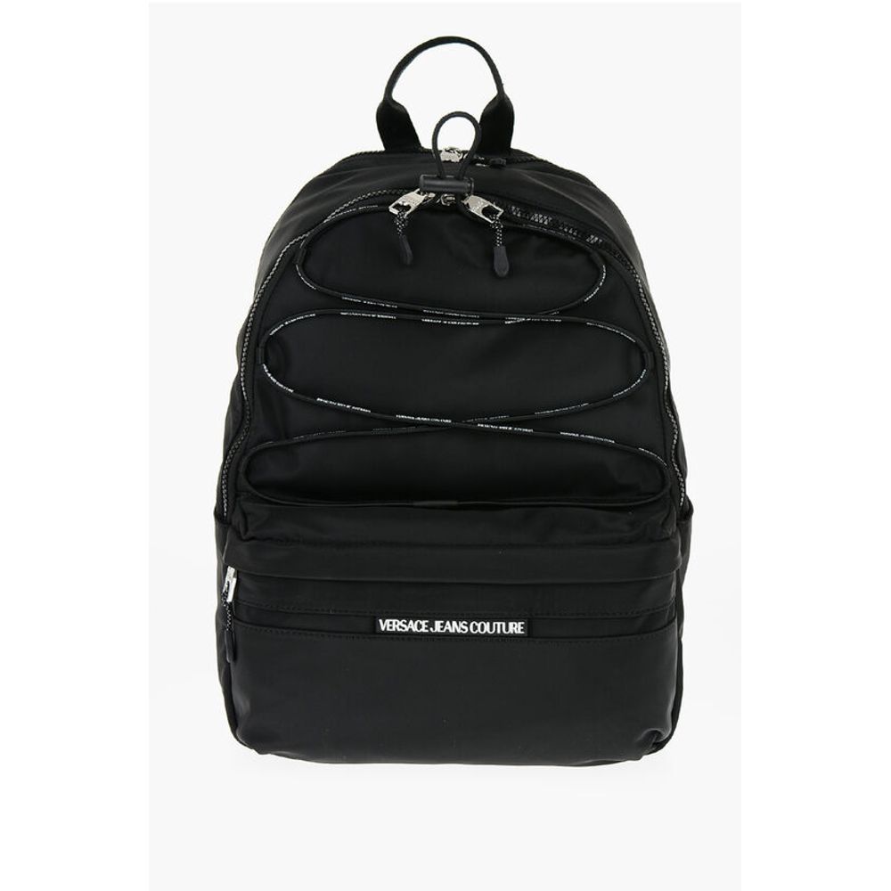 JEANS COUTURE Solid Color Nylon Backpack with Logoed Detail