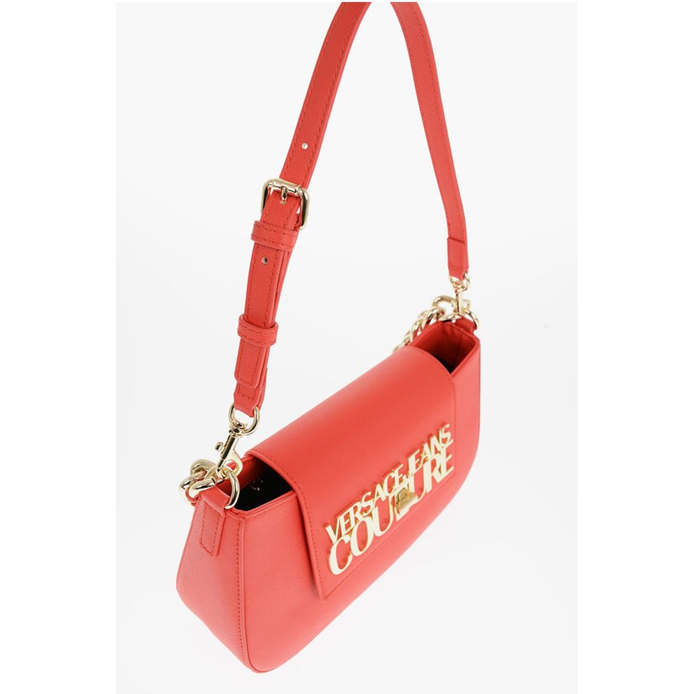 JEANS COUTURE Faux Leather Shoulder Bag with Golden Chain an