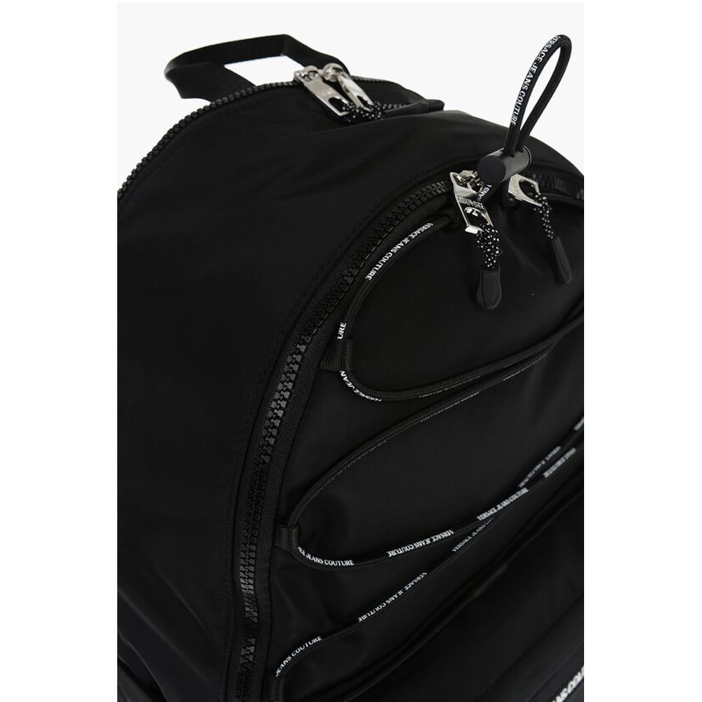 JEANS COUTURE Solid Color Nylon Backpack with Logoed Detail