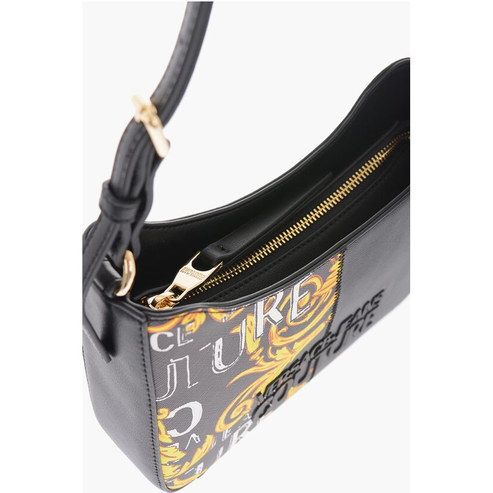 JEANS COUTURE Baroque Motif Shoulder Bag with Embossed Logo