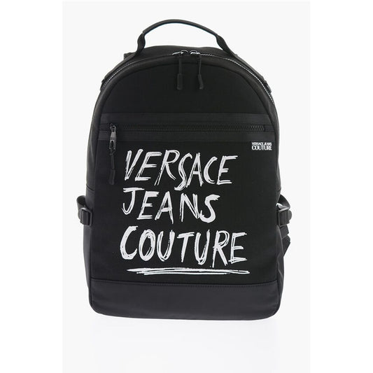 JEANS COUTURE Canvas Backpack with Printed Contrasting Logo