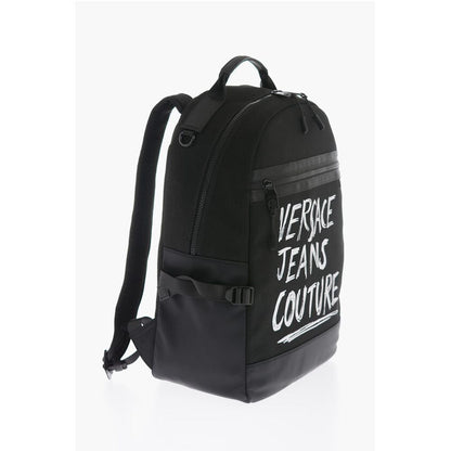 JEANS COUTURE Canvas Backpack with Printed Contrasting Logo