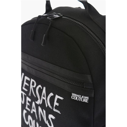 JEANS COUTURE Canvas Backpack with Printed Contrasting Logo