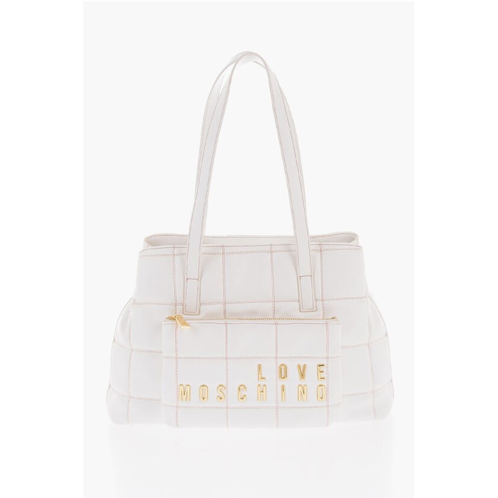 LOVE Quilted Faux Leather Shoulder Bag with Golden Logo