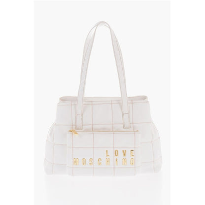 LOVE Quilted Faux Leather Shoulder Bag with Golden Logo