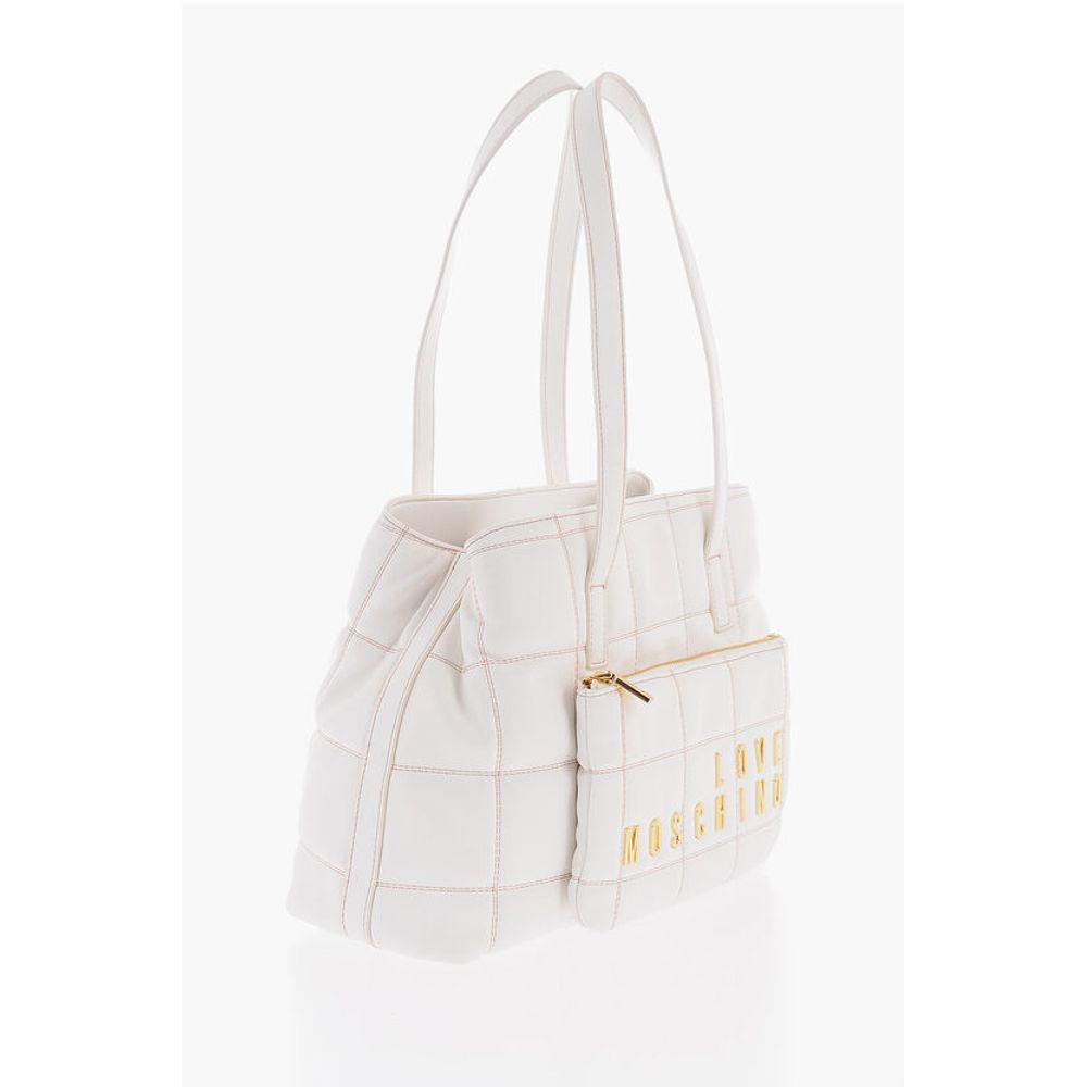 LOVE Quilted Faux Leather Shoulder Bag with Golden Logo