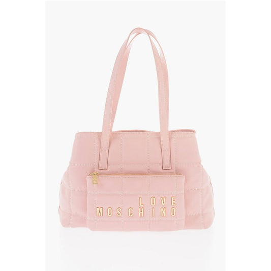 LOVE Quilted Faux Leather Shoulder Bag with Golden Logo