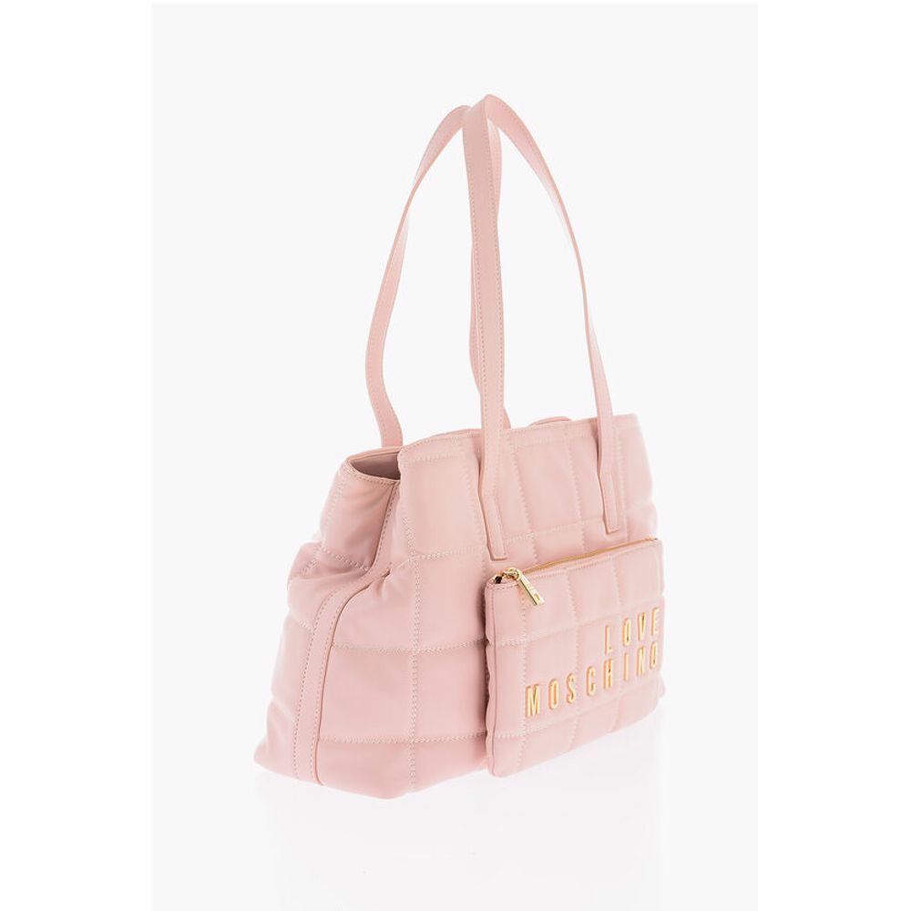 LOVE Quilted Faux Leather Shoulder Bag with Golden Logo