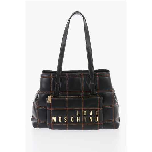 LOVE Quilted Faux Leather Shoulder Bag with Golden Logo