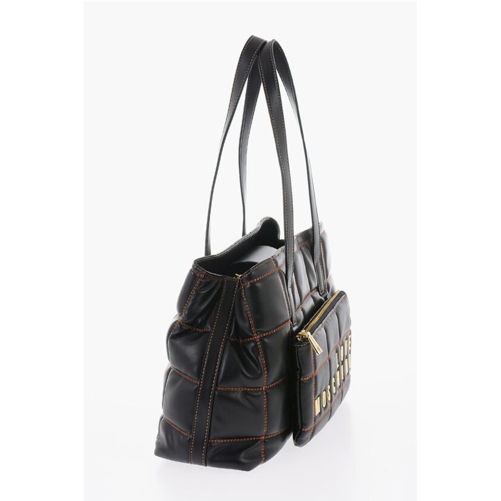LOVE Quilted Faux Leather Shoulder Bag with Golden Logo