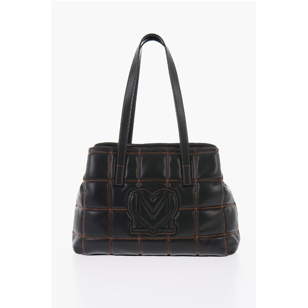 LOVE Quilted Faux Leather Shoulder Bag with Golden Logo