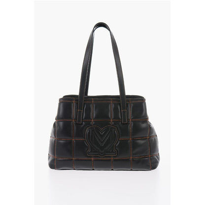 LOVE Quilted Faux Leather Shoulder Bag with Golden Logo