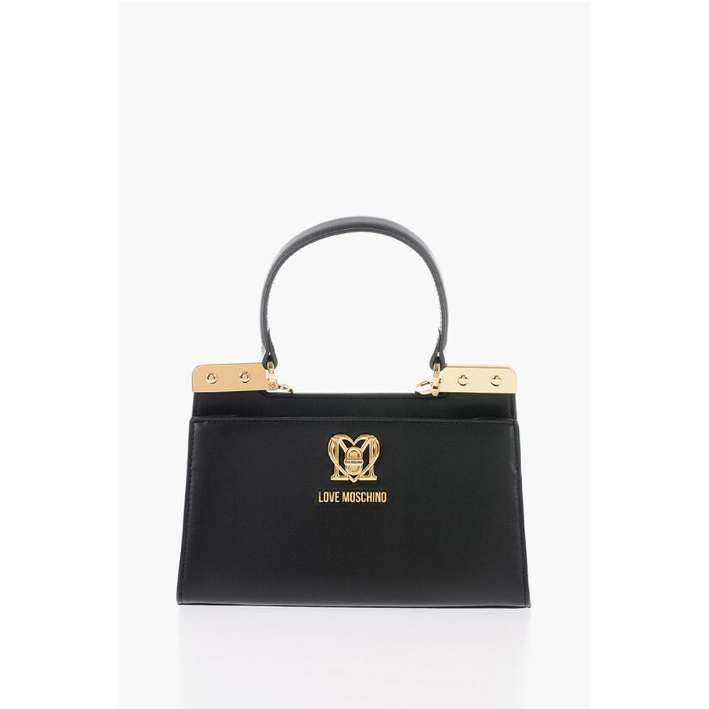 LOVE 2 Compartment Faux Leather Handle Bag with Removable Sh