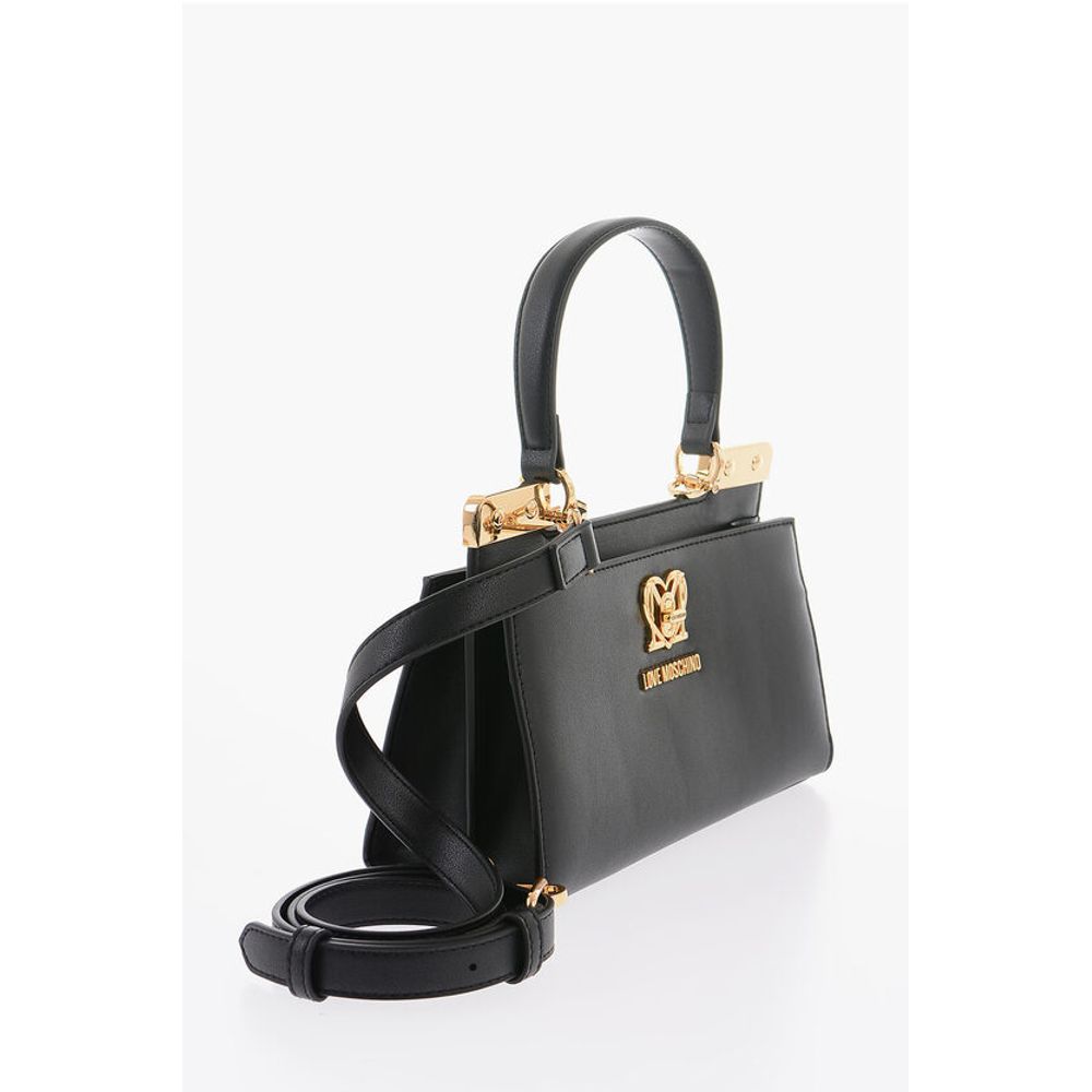 LOVE 2 Compartment Faux Leather Handle Bag with Removable Sh