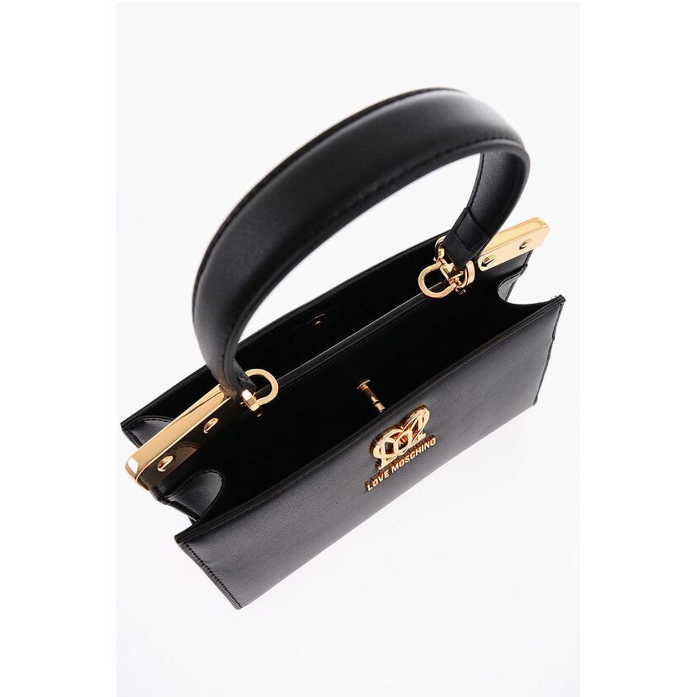LOVE 2 Compartment Faux Leather Handle Bag with Removable Sh