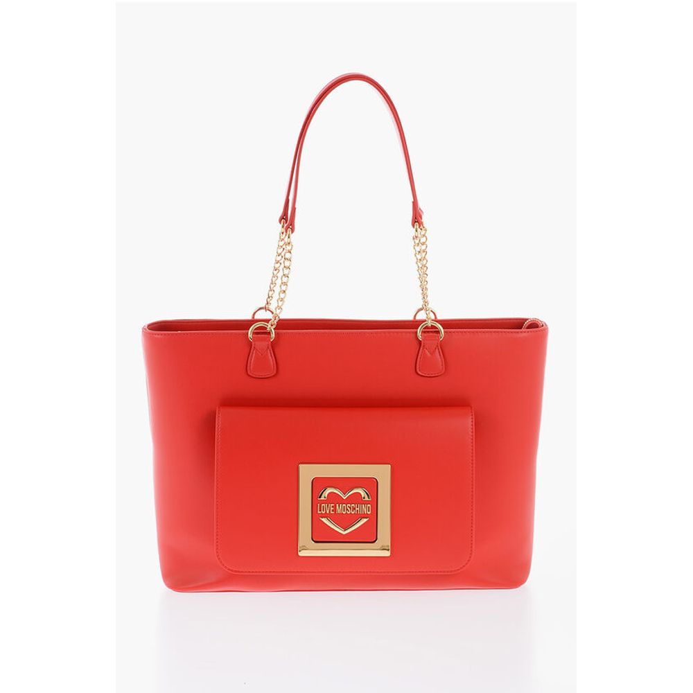 LOVE Faux Leather Tote Bag with Golden Details