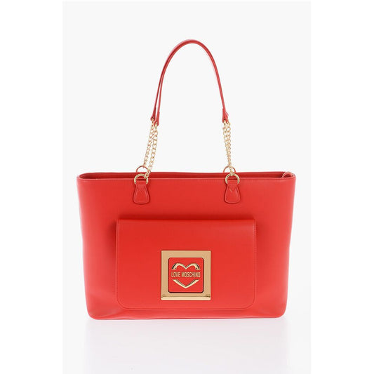 LOVE Faux Leather Tote Bag with Golden Details