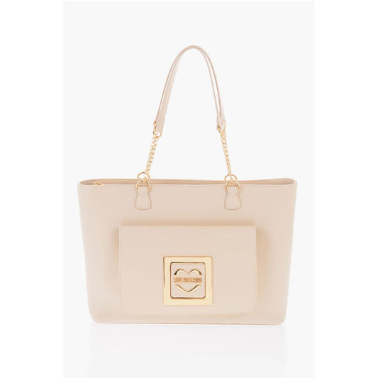 LOVE Faux Leather Tote Bag with Golden Details