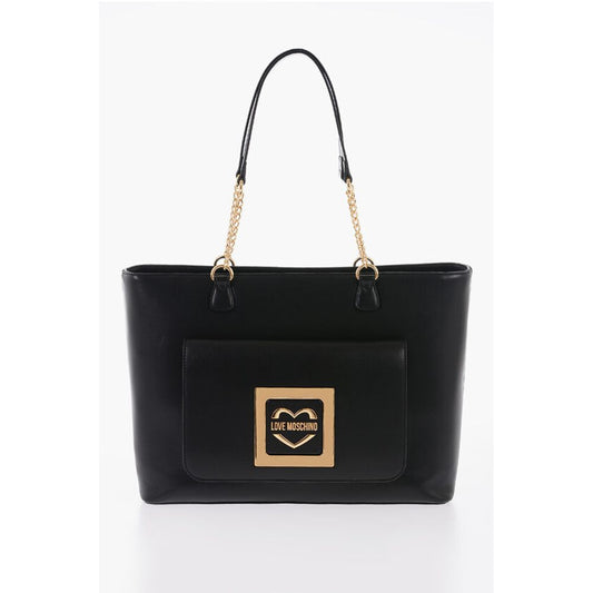 LOVE Faux Leather Tote Bag with Golden Details