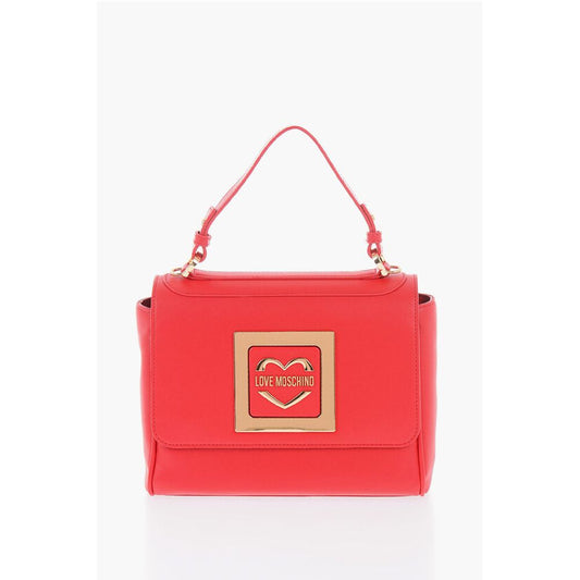 LOVE Faux Leather Shoulder Bag with Metal Golden Logo