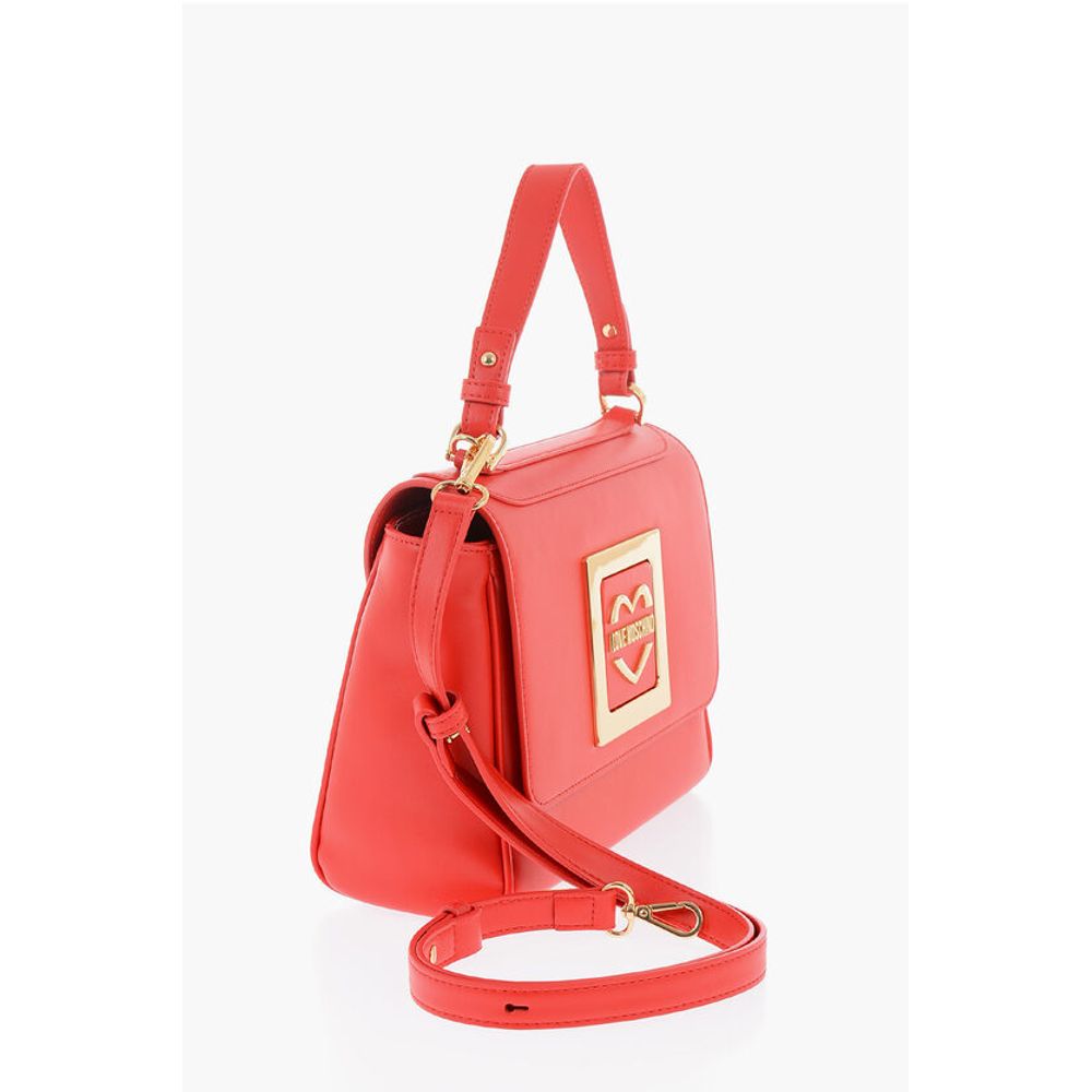 LOVE Faux Leather Shoulder Bag with Metal Golden Logo