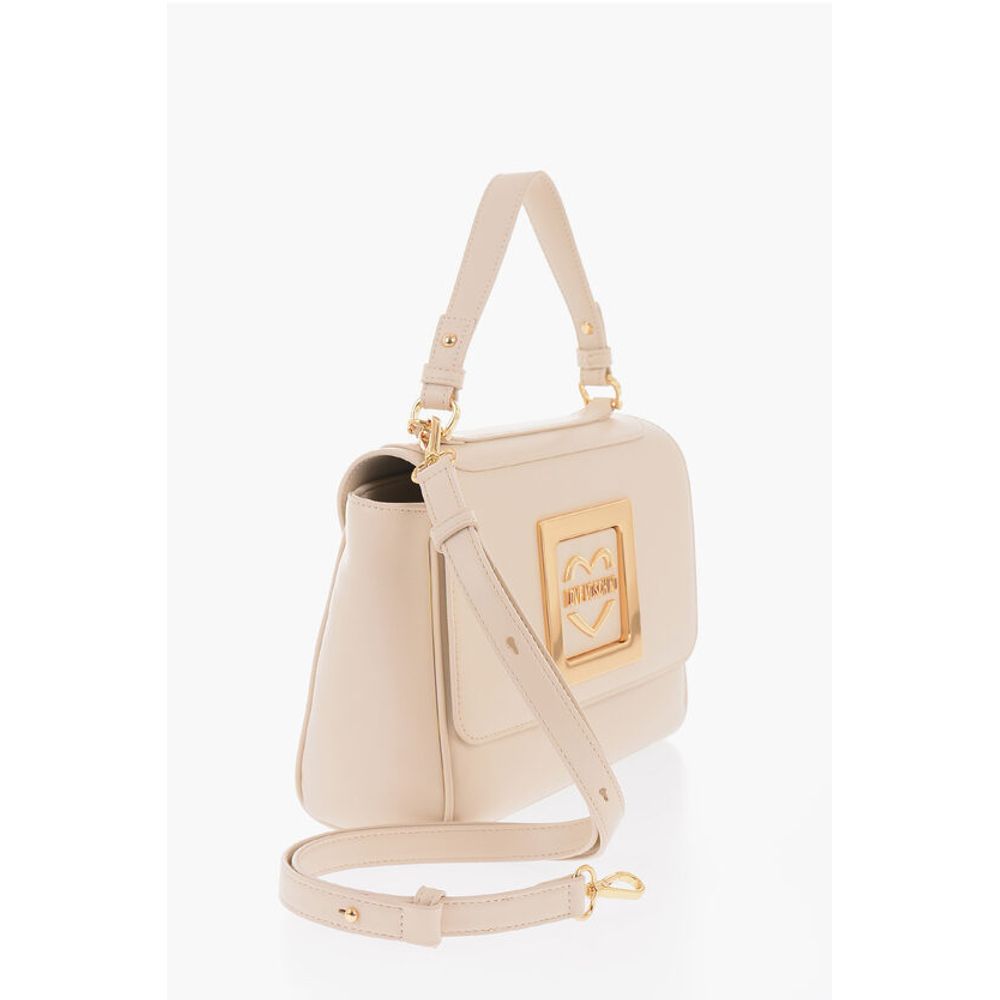 LOVE Faux Leather Shoulder Bag with Metal Golden Logo