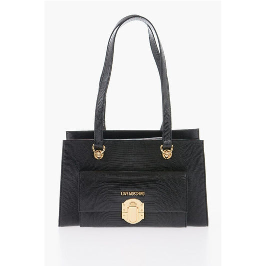 LOVE Faux Leather Shoulder Bag with Golden Details