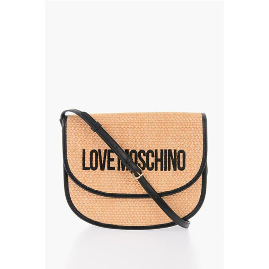 LOVE Rafia Saddle Bag with Contrasting Details