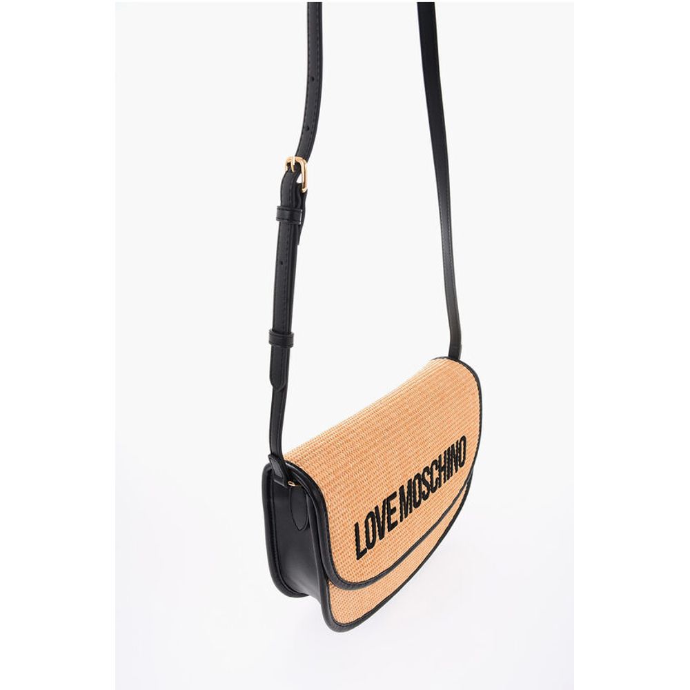 LOVE Rafia Saddle Bag with Contrasting Details