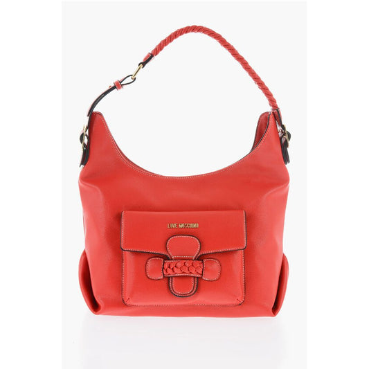 LOVE Faux Leather Shoulder Bag with Braided Handle