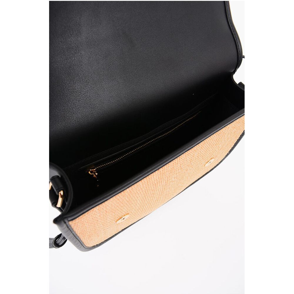 LOVE Rafia Saddle Bag with Contrasting Details