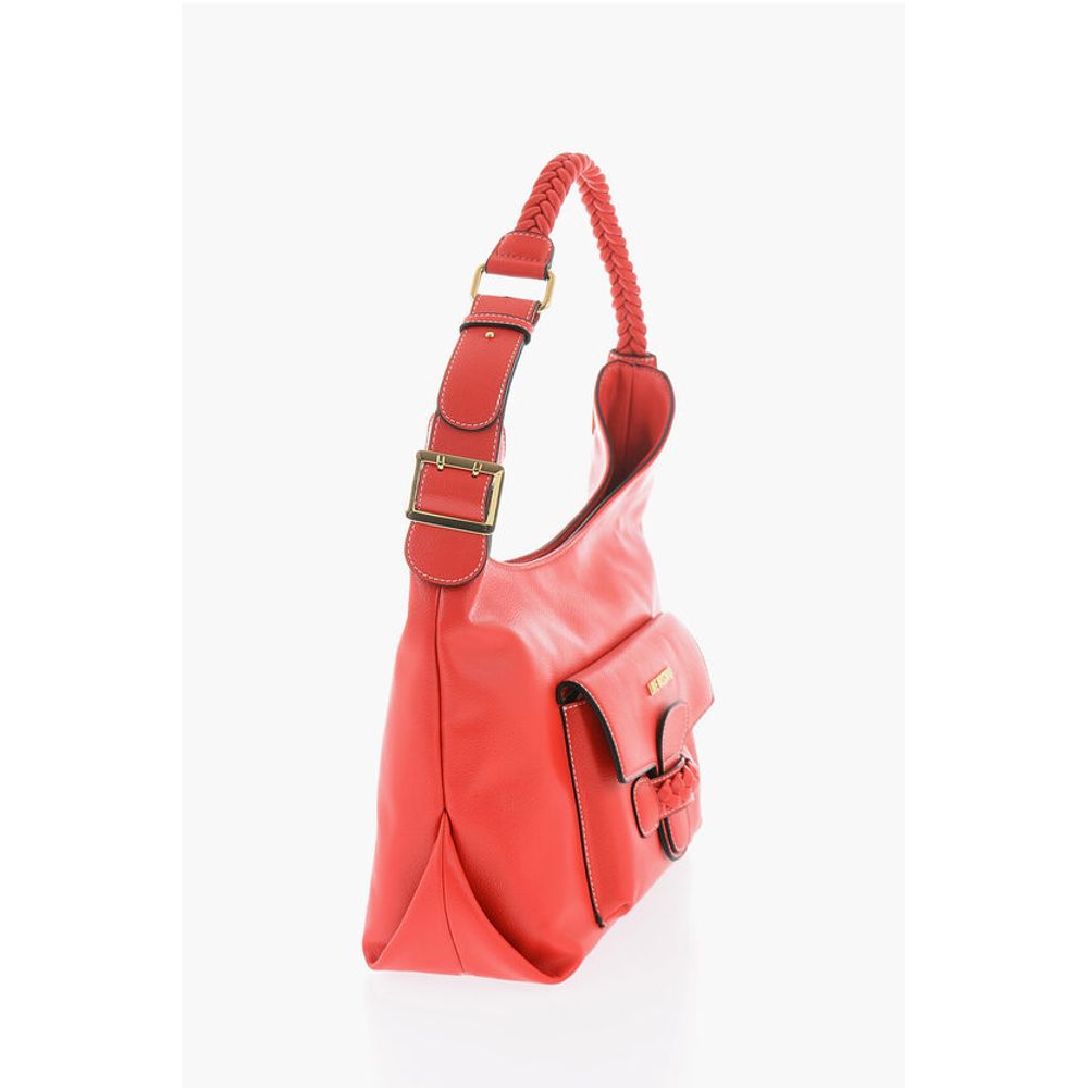 LOVE Faux Leather Shoulder Bag with Braided Handle