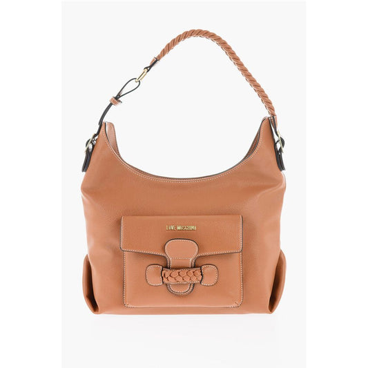 LOVE Faux Leather Shoulder Bag with Braided Handle
