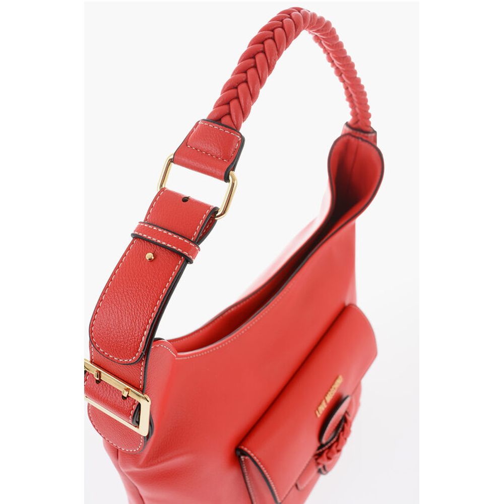 LOVE Faux Leather Shoulder Bag with Braided Handle