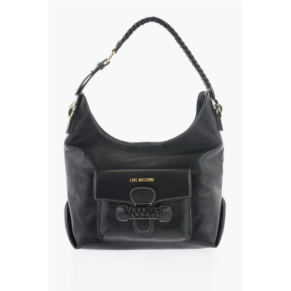 LOVE Faux Leather Shoulder Bag with Braided Handle