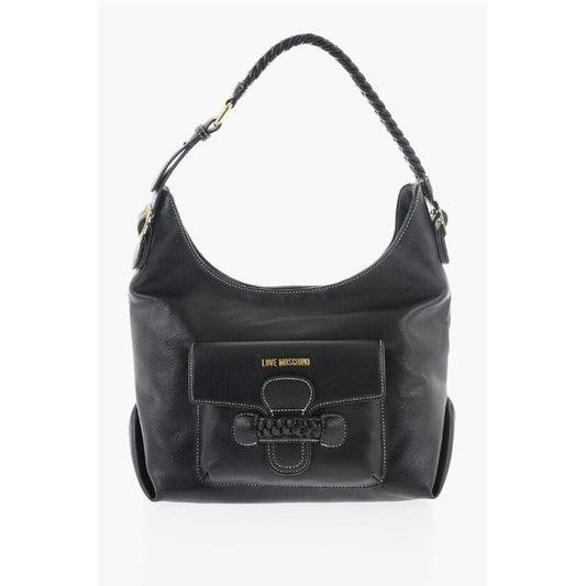 LOVE Faux Leather Shoulder Bag with Braided Handle