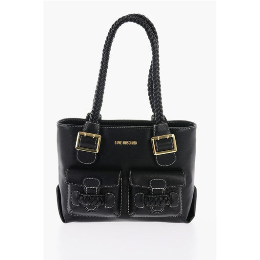LOVE Faux Leather Shoulder Bag with Braided Handle